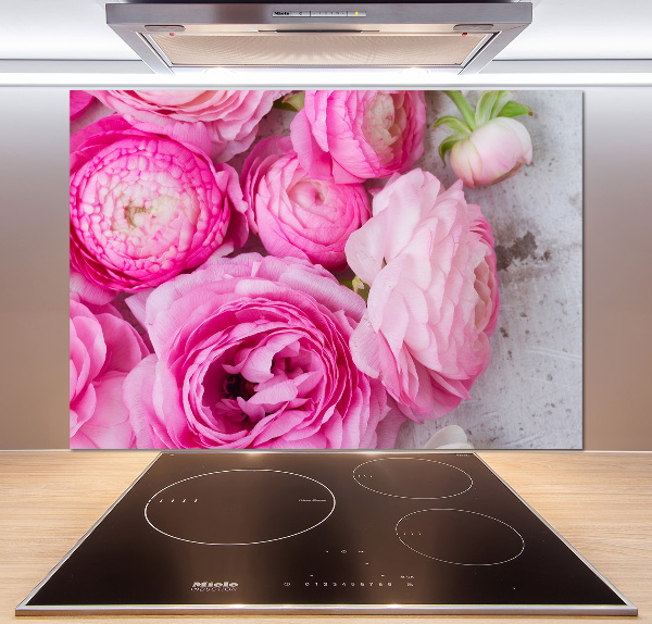 Rivestimento parete cucina con motivo di rose selvatiche