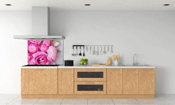 Rivestimento parete cucina con motivo di rose selvatiche