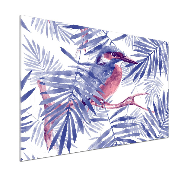 Rivestimento parete cucina con motivo di piante e uccelli