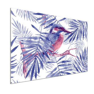 Rivestimento parete cucina con motivo di piante e uccelli