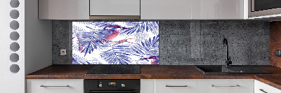 Rivestimento parete cucina con motivo di piante e uccelli