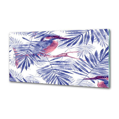 Rivestimento parete cucina con motivo di piante e uccelli