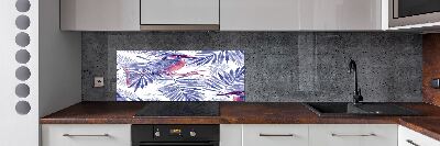 Rivestimento parete cucina con motivo di piante e uccelli