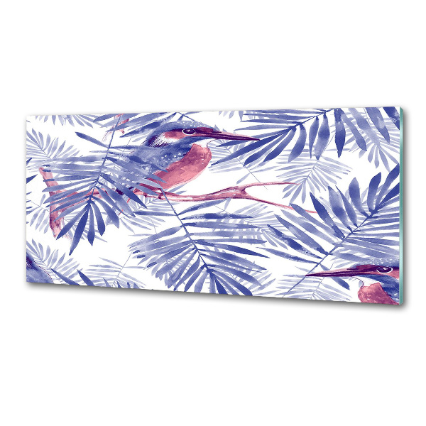 Rivestimento parete cucina con motivo di piante e uccelli