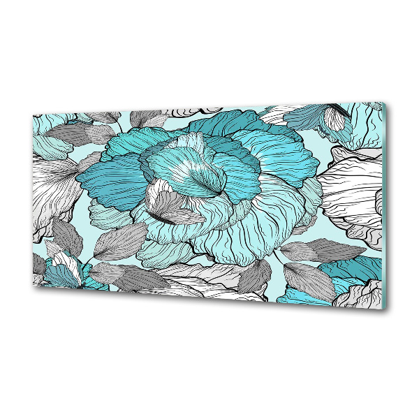 Rivestimento parete cucina con motivo floreale