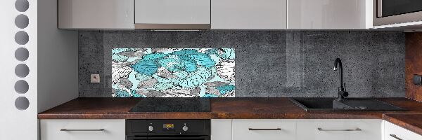 Rivestimento parete cucina con motivo floreale