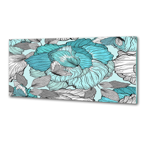 Rivestimento parete cucina con motivo floreale