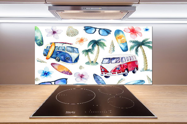 Rivestimento parete cucina con decoro a tema surf