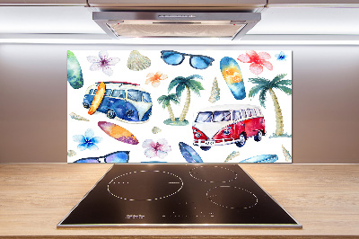 Rivestimento parete cucina con decoro a tema surf