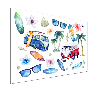 Rivestimento parete cucina con decoro a tema surf