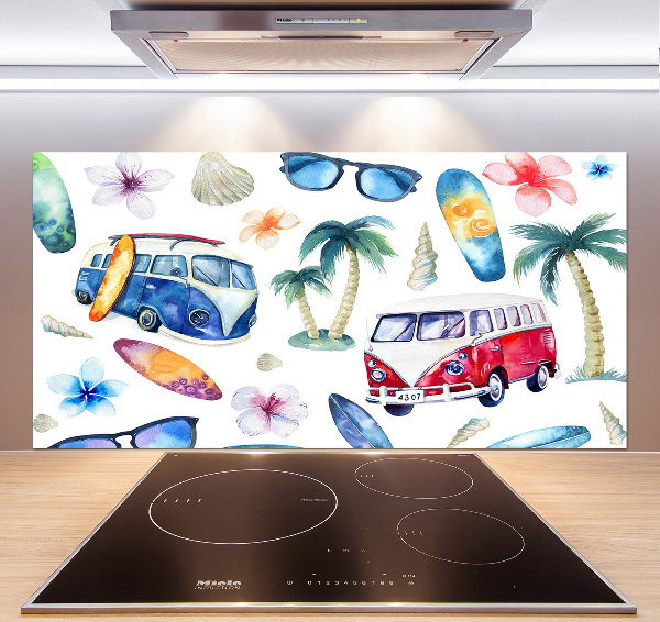 Rivestimento parete cucina con decoro a tema surf