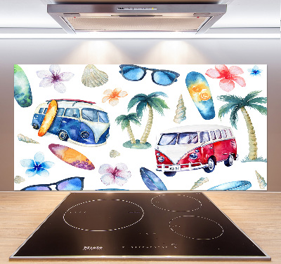 Rivestimento parete cucina con decoro a tema surf