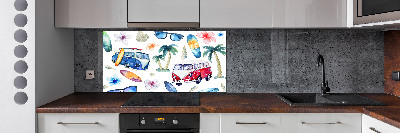 Rivestimento parete cucina con decoro a tema surf