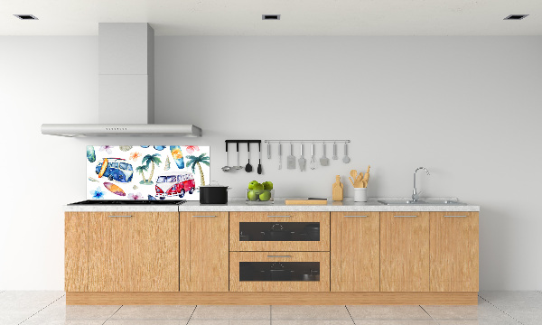 Rivestimento parete cucina con decoro a tema surf