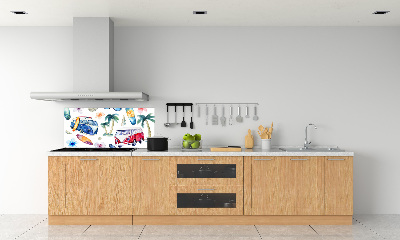 Rivestimento parete cucina con decoro a tema surf