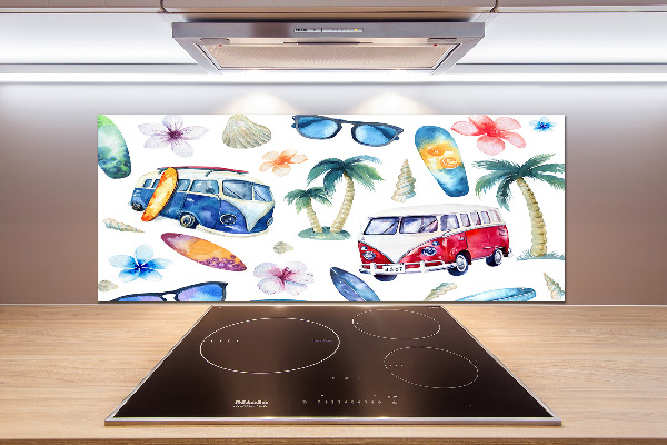 Rivestimento parete cucina con decoro a tema surf