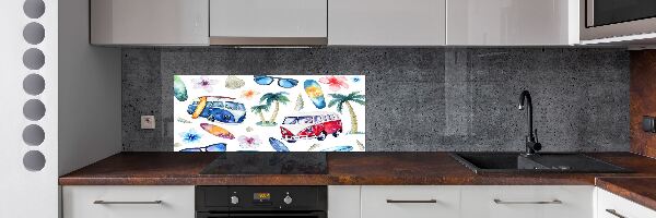 Rivestimento parete cucina con decoro a tema surf