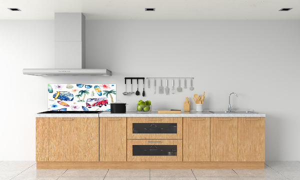 Rivestimento parete cucina con decoro a tema surf