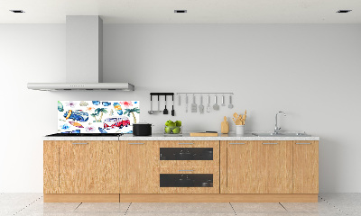 Rivestimento parete cucina con decoro a tema surf