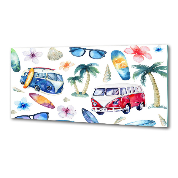 Rivestimento parete cucina con decoro a tema surf