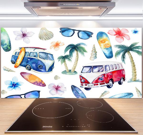 Rivestimento parete cucina con decoro a tema surf