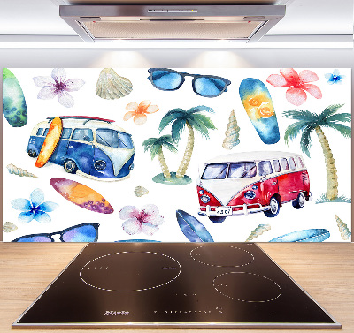 Rivestimento parete cucina con decoro a tema surf