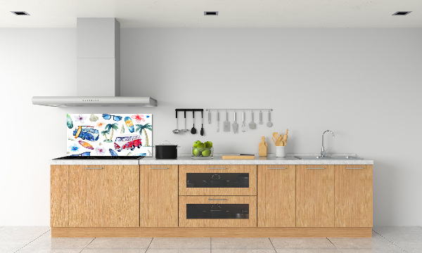 Rivestimento parete cucina con decoro a tema surf