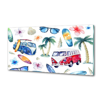 Rivestimento parete cucina con decoro a tema surf