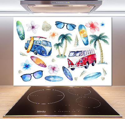 Rivestimento parete cucina con decoro a tema surf