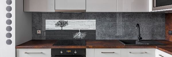 Rivestimento parete cucina con motivo di alberi