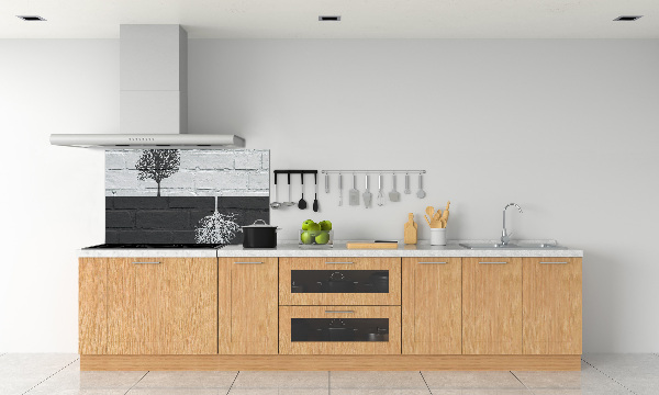 Rivestimento parete cucina con motivo di alberi