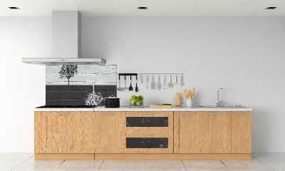 Rivestimento parete cucina con motivo di alberi