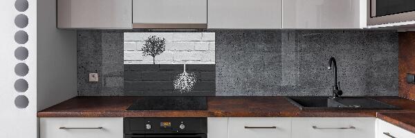 Rivestimento parete cucina con motivo di alberi