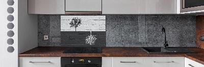 Rivestimento parete cucina con motivo di alberi