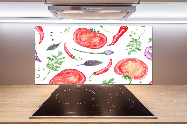 Pannello retrocucina con motivo pomodoro e spezie