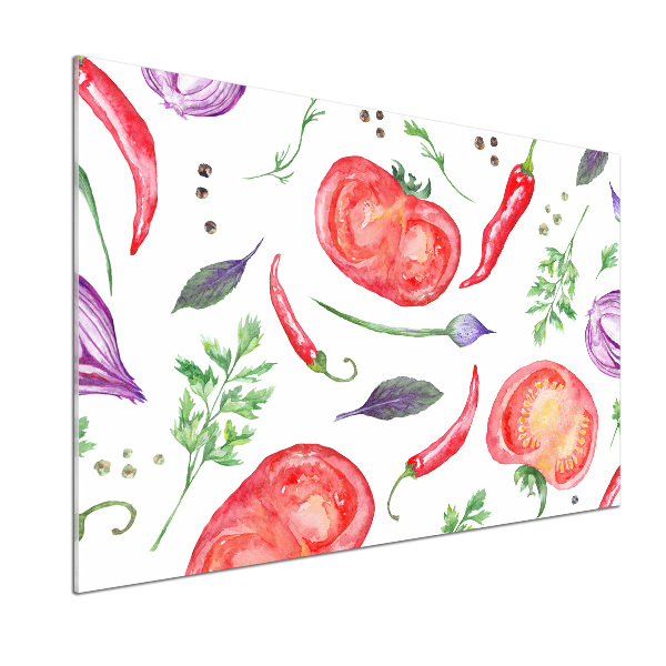 Pannello retrocucina con motivo pomodoro e spezie