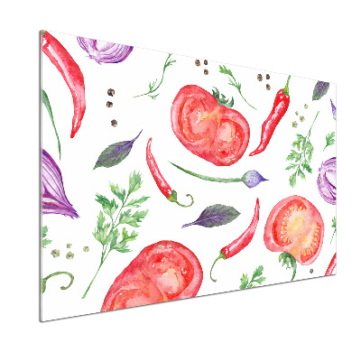 Pannello retrocucina con motivo pomodoro e spezie