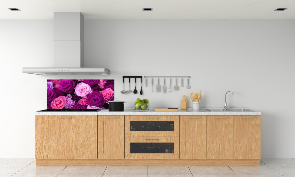Rivestimento parete cucina con motivo rosa