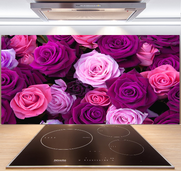 Rivestimento parete cucina con motivo rosa