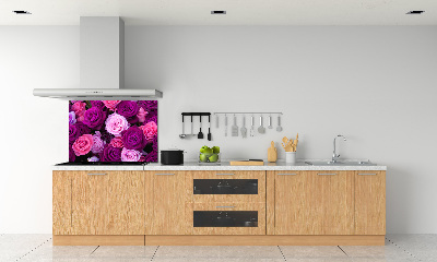 Rivestimento parete cucina con motivo rosa