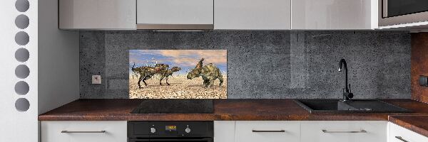 Rivestimento parete cucina con motivo a dinosauri