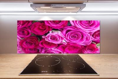 Pannello retrocucina con motivo bouquet di rose rosa