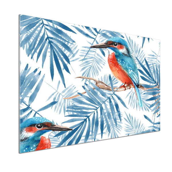 Pannello retrocucina con motivo di piante e uccelli