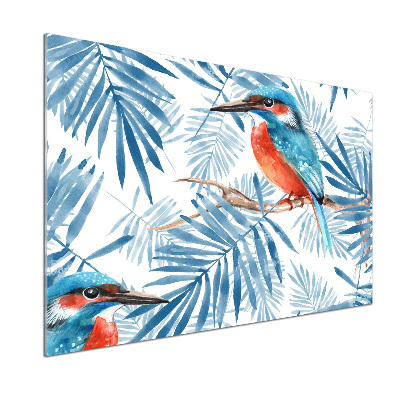 Pannello retrocucina con motivo di piante e uccelli