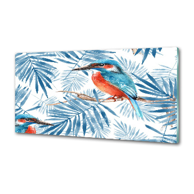 Pannello retrocucina con motivo di piante e uccelli