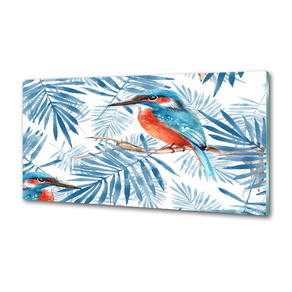 Pannello retrocucina con motivo di piante e uccelli