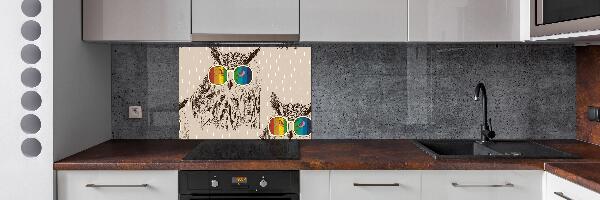 Rivestimento parete cucina con motivo di gufi con gli occhiali