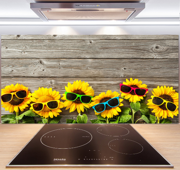 Rivestimento parete cucina con motivo di girasoli