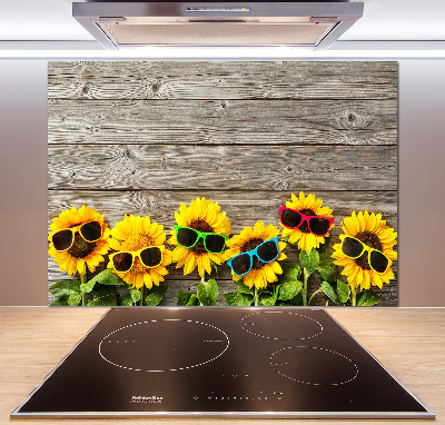 Rivestimento parete cucina con motivo di girasoli