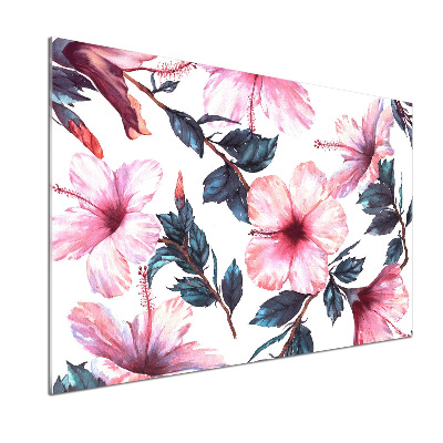 Rivestimento parete cucina con motivo a fiori di ibisco